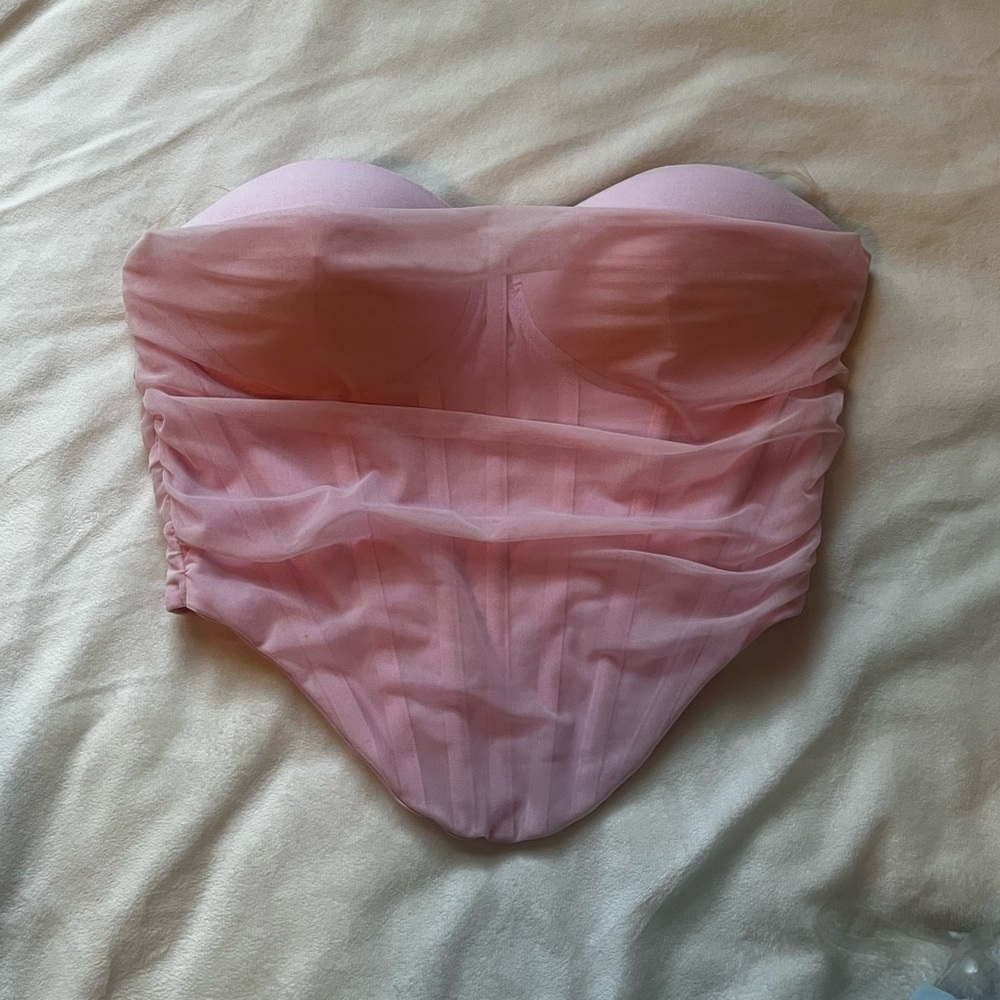 Blush Pink Strapless Bustier Top